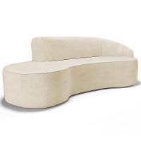 Sofá 3 Lugares Curvo Sala De Estar Living Firenze Direito D02 Linho Bege 180 Cm D-463 - Lyam - 1