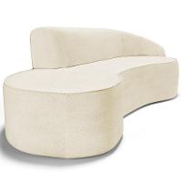 Sofá 3 Lugares Curvo Sala De Estar Living Firenze Direito D02 Linho Bege 180 Cm D-463 - Lyam - 3