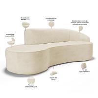 Sofá 3 Lugares Curvo Sala De Estar Living Firenze Direito D02 Linho Bege 180 Cm D-463 - Lyam - 6