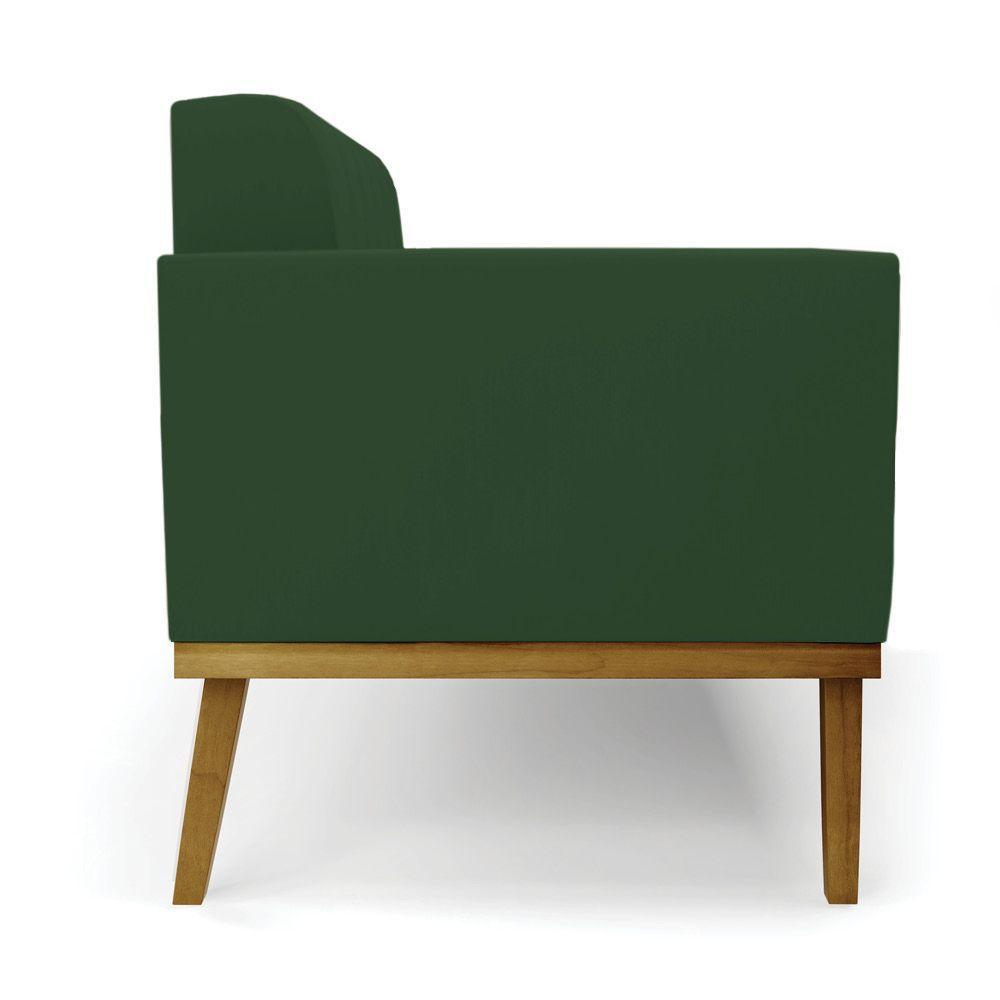 Sofá Namoradeira 2 Lugares Base De Madeira Castanho Elisa Veludo D03 - D'rossi Cor Verde - 7