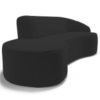 Sofá 3 Lugares Curvo Sala De Estar Living Firenze Direito D02 Veludo Preto 230 Cm C-300 - Lyam - 2