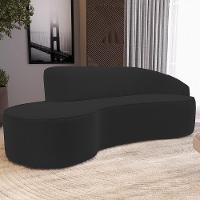 Sofá 3 Lugares Curvo Sala De Estar Living Firenze Direito D02 Veludo Preto 230 Cm C-300 - Lyam - 7