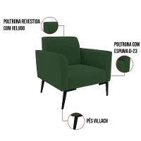 Sofá Namoradeira Com Poltrona Pés Villach Marisa Veludo Verde D03 - D'rossi - 3