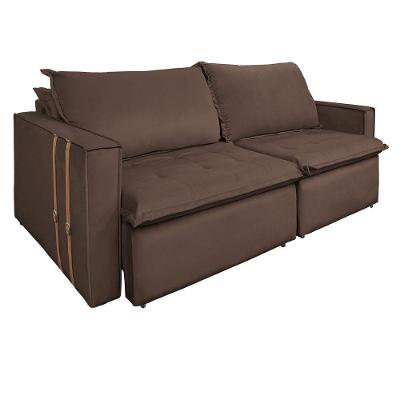 Sofá Retrátil Reclinável 3 Lugares 230 Cm México Veludo Marrom K01 - D'rossi