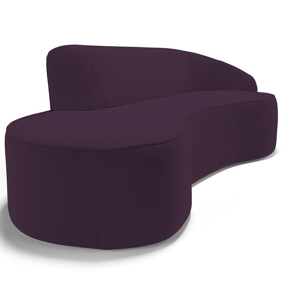 Sofá 4 Lugares Curvo Sala De Estar Living Firenze Direito D02 Veludo Roxo 280 Cm C-292 - Lyam - 2