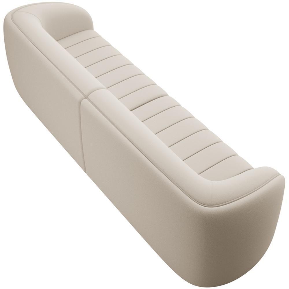 Kit Sofá 4 Lugares Para Sala 252cm Com 02 Poltronas Lazio M03 Veludo Bege - Lyam Decor - 2