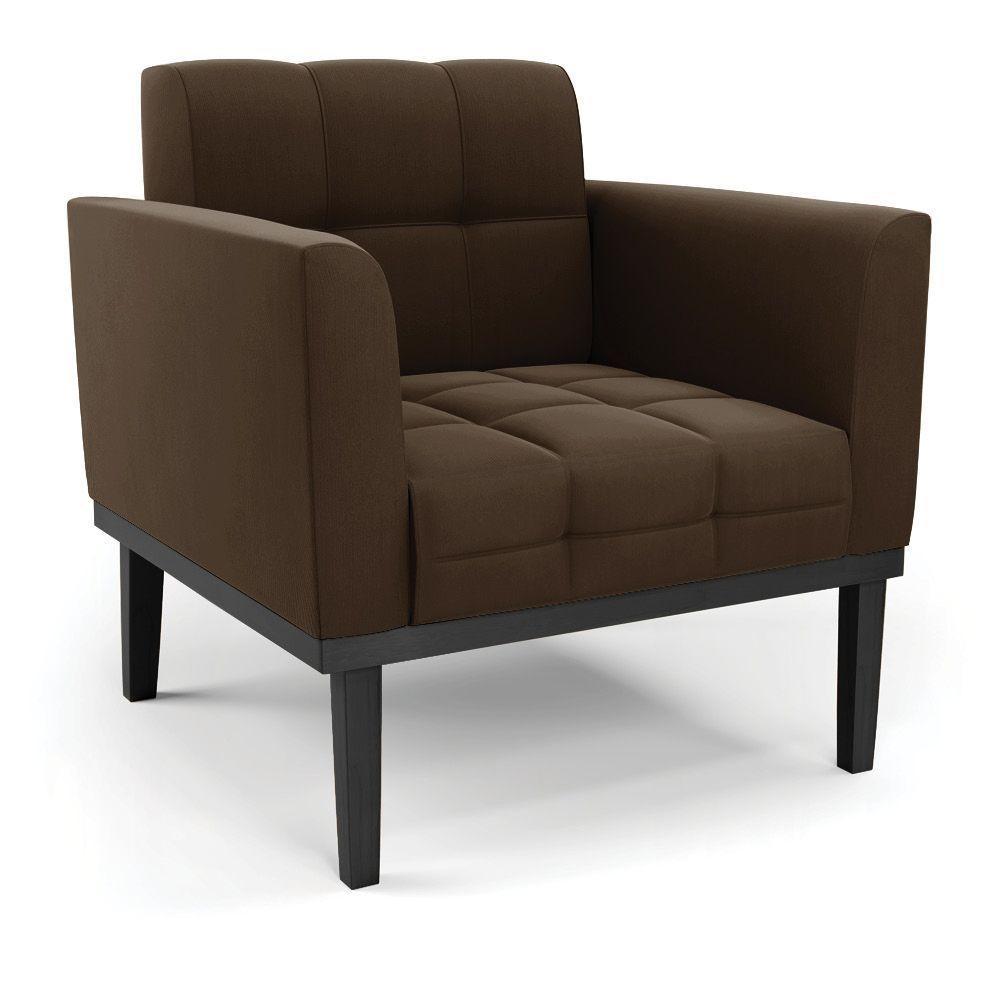 Sofá Namoradeira E 2 Poltronas Base De Madeira Preto Elisa Suede D03 - D'rossi Cor Marrom - 8