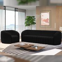 Sofá 4 Lugares Para Sala 292cm Lazio M03 Bouclê Preto - Lyam Decor - 6