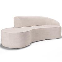 Sofá 3 Lugares Curvo Sala De Estar Living Firenze Direito D02 Linho Cru 180 Cm D-461 - Lyam - 1