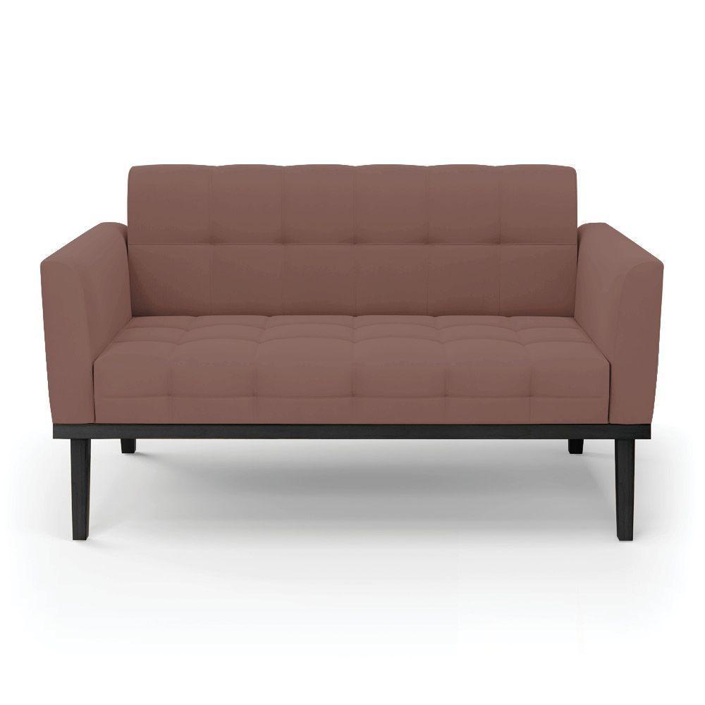 Sofá Namoradeira 2 Lugares Base De Madeira Preto Elisa Veludo Rosê D03 - D'rossi - 5