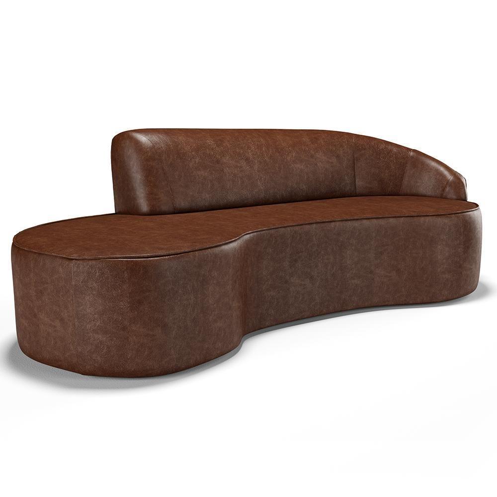 Sofá 3 Lugares Curvo Sala De Estar Living Firenze Direito D02 Couríssimo Marrom 180 Cm B-38 - Lyam - 1
