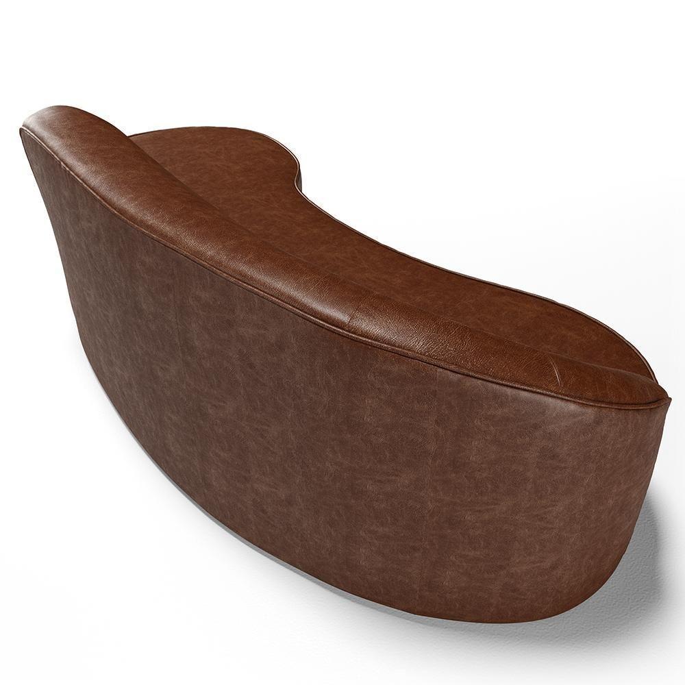 Sofá 3 Lugares Curvo Sala De Estar Living Firenze Direito D02 Couríssimo Marrom 180 Cm B-38 - Lyam - 2