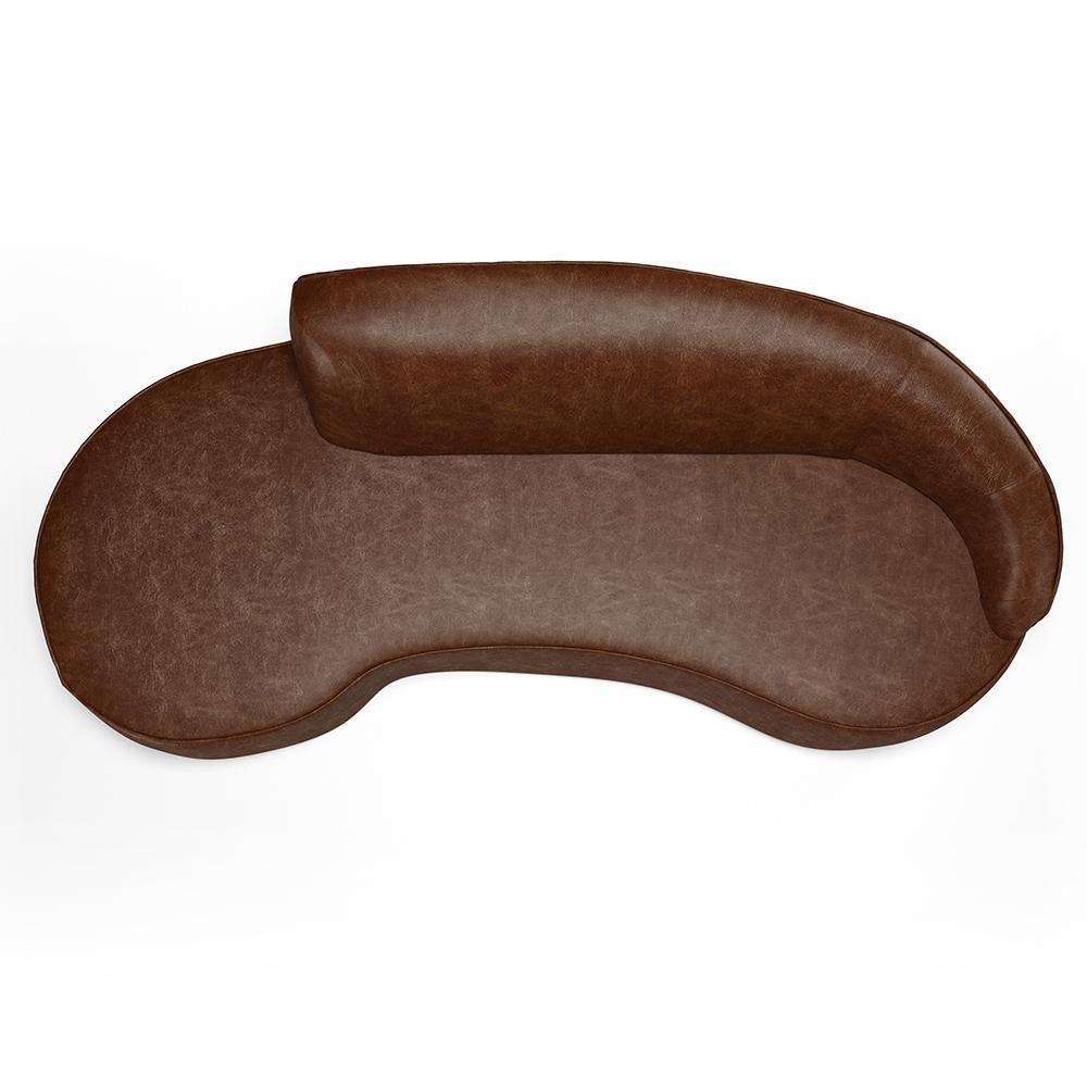 Sofá 3 Lugares Curvo Sala De Estar Living Firenze Direito D02 Couríssimo Marrom 180 Cm B-38 - Lyam - 3