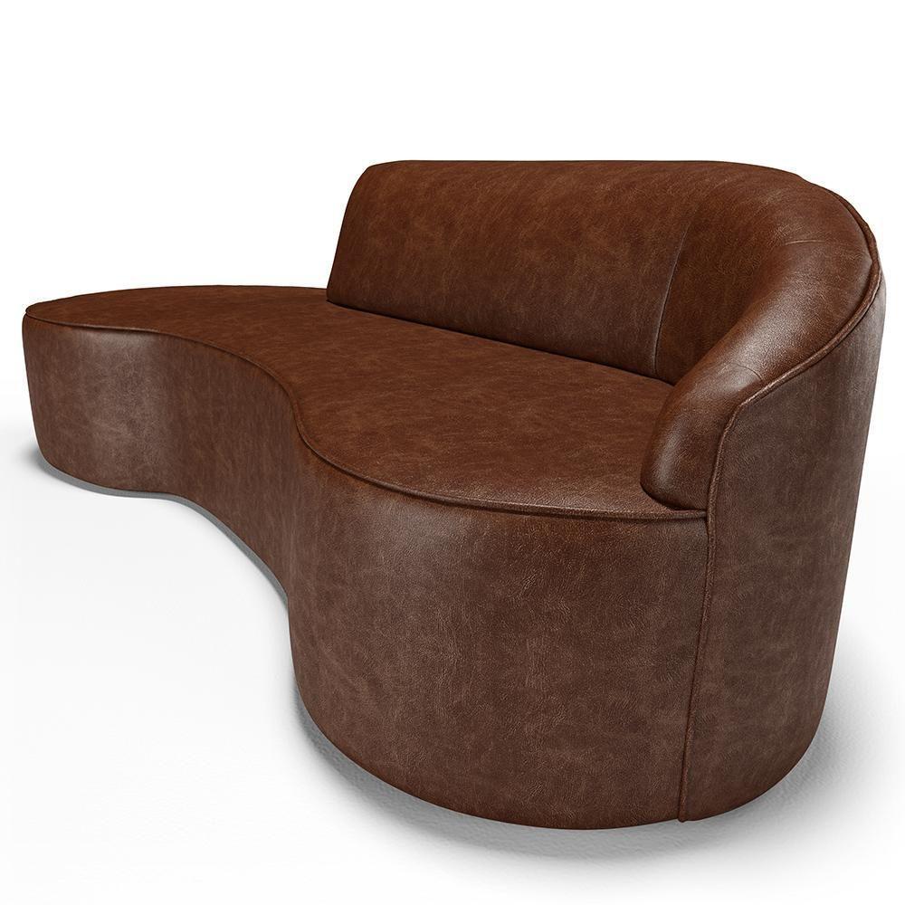 Sofá 3 Lugares Curvo Sala De Estar Living Firenze Direito D02 Couríssimo Marrom 180 Cm B-38 - Lyam - 4