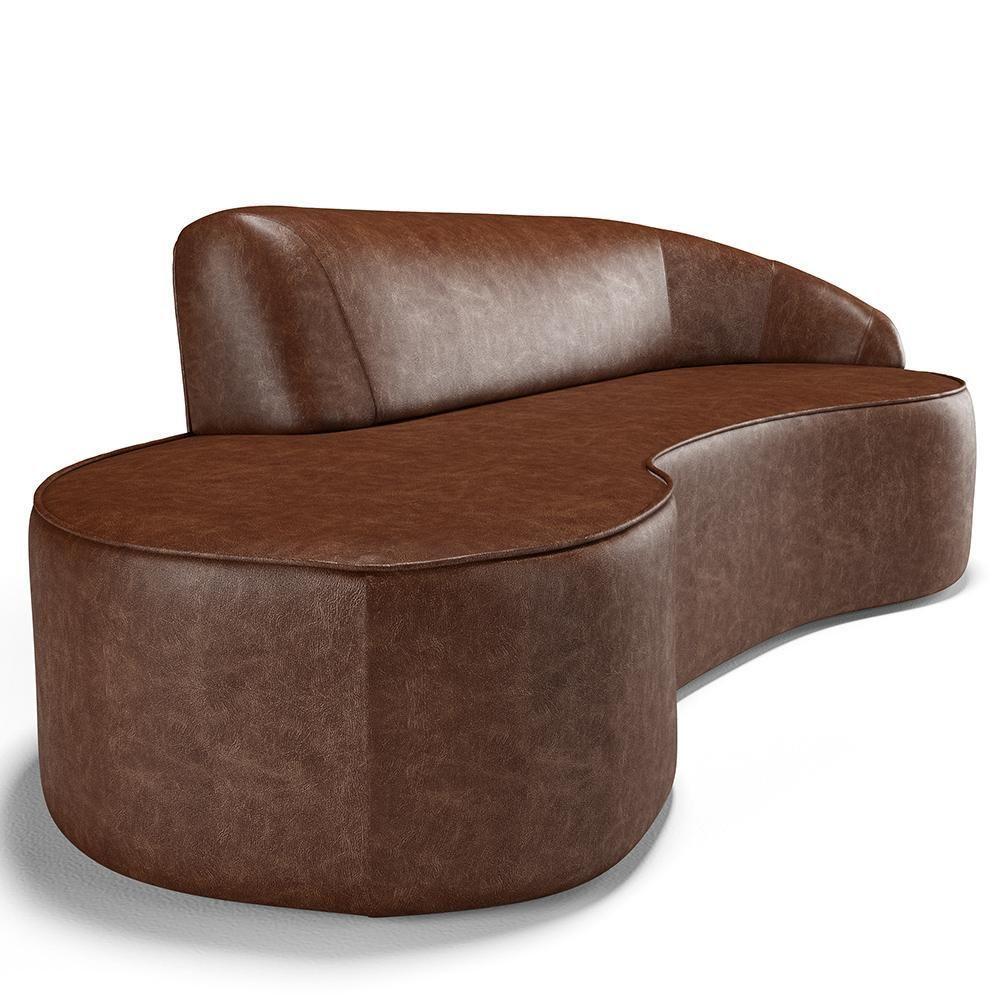 Sofá 3 Lugares Curvo Sala De Estar Living Firenze Direito D02 Couríssimo Marrom 180 Cm B-38 - Lyam - 5
