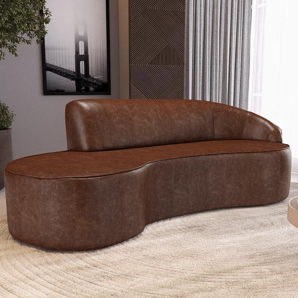 Sofá 3 Lugares Curvo Sala De Estar Living Firenze Direito D02 Couríssimo Marrom 180 Cm B-38 - Lyam - 7