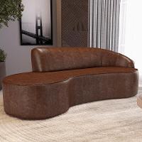 Sofá 3 Lugares Curvo Sala De Estar Living Firenze Direito D02 Couríssimo Marrom 180 Cm B-38 - Lyam - 7