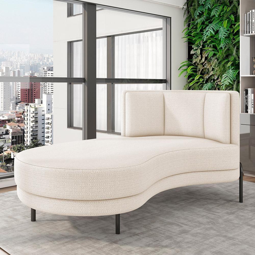 Sofá Chaise Longue Sala De Estar Living Lucca Esquerdo D02 Linho Cru D-461 - Lyam Decor - 6