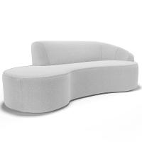 Sofá 4 Lugares Curvo Sala De Estar Living Firenze Direito D02 Bouclê Branco 260 Cm B-53 - Lyam - 1