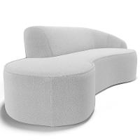 Sofá 4 Lugares Curvo Sala De Estar Living Firenze Direito D02 Bouclê Branco 260 Cm B-53 - Lyam - 2