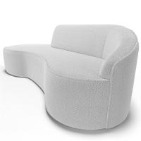 Sofá 4 Lugares Curvo Sala De Estar Living Firenze Direito D02 Bouclê Branco 260 Cm B-53 - Lyam