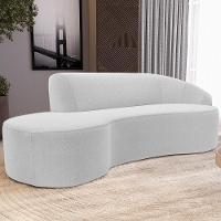 Sofá 4 Lugares Curvo Sala De Estar Living Firenze Direito D02 Bouclê Branco 260 Cm B-53 - Lyam - 7