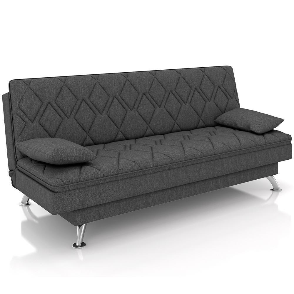 Sofá Cama Para Sala De Estar Quarto 193cm Lia M03 Linho Chumbo - Lyam Decor - 1