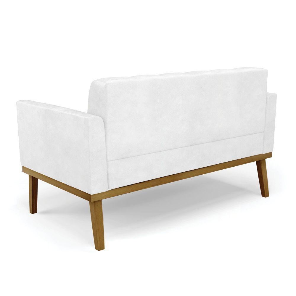 Sofá Namoradeira 2 Lugares Base De Madeira Castanho Elisa Corano Branco D03 - D'rossi - 3