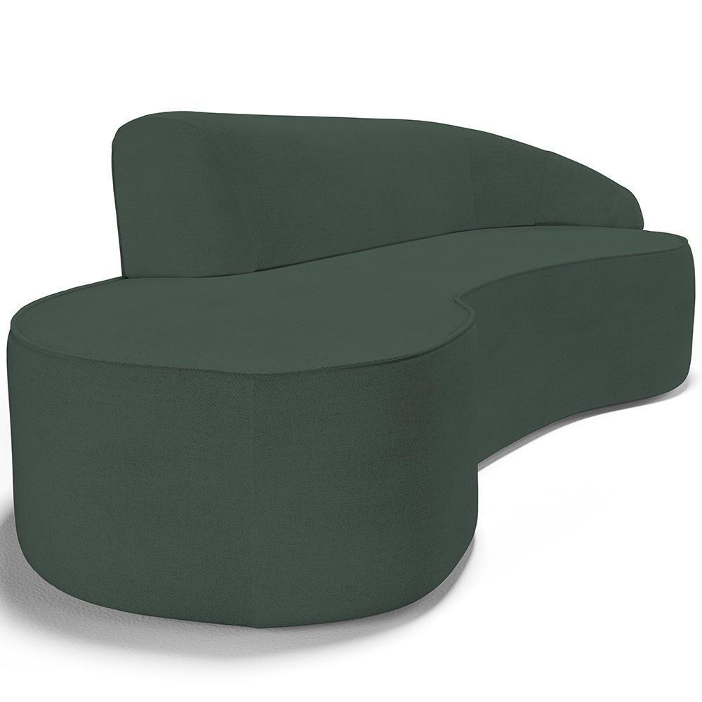 Sofá 3 Lugares Curvo Sala De Estar Living Firenze Direito D02 Linho Verde Musgo 180 Cm C-117 - Lyam - 4