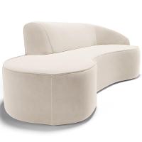 Sofá 3 Lugares Curvo Sala De Estar Living Firenze Direito D02 Veludo Bege 210 Cm C-309 - Lyam - 2