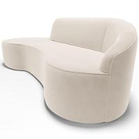 Sofá 3 Lugares Curvo Sala De Estar Living Firenze Direito D02 Veludo Bege 210 Cm C-309 - Lyam