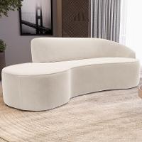 Sofá 3 Lugares Curvo Sala De Estar Living Firenze Direito D02 Veludo Bege 210 Cm C-309 - Lyam - 7