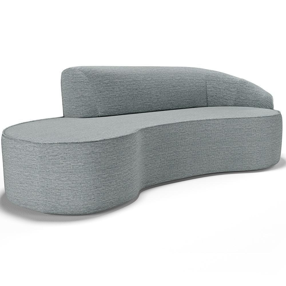 Sofá 3 Lugares Curvo Sala De Estar Living Firenze Direito D02 Linho Cinza 230 Cm D-474 - Lyam - 1