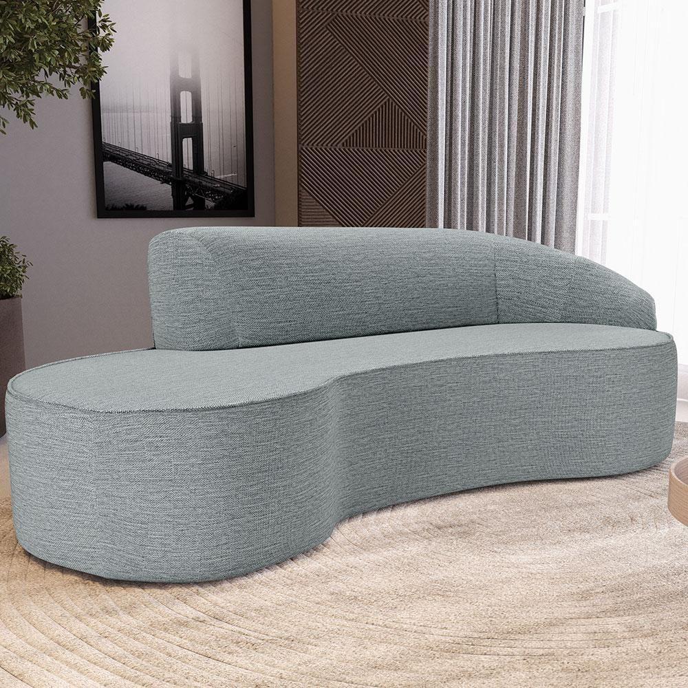 Sofá 3 Lugares Curvo Sala De Estar Living Firenze Direito D02 Linho Cinza 230 Cm D-474 - Lyam - 7
