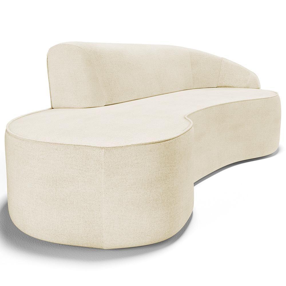 Sofá 3 Lugares Curvo Sala De Estar Living Firenze Direito D02 Linho Bege 210 Cm D-463 - Lyam - 2