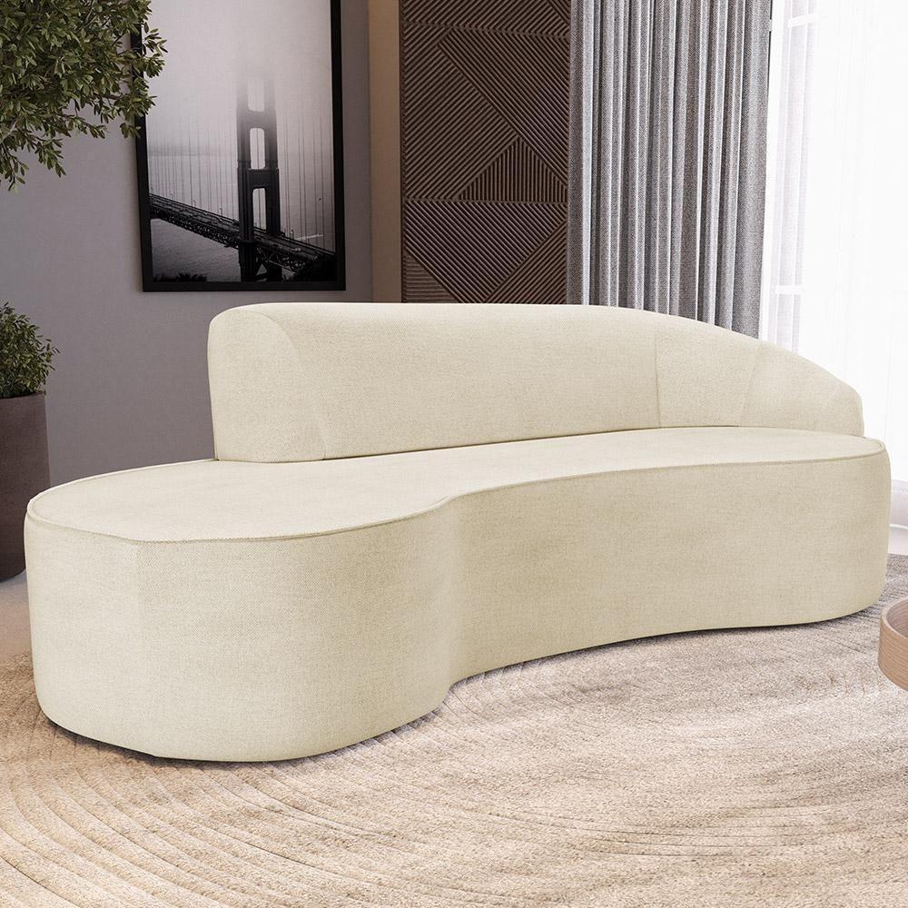 Sofá 3 Lugares Curvo Sala De Estar Living Firenze Direito D02 Linho Bege 210 Cm D-463 - Lyam - 7
