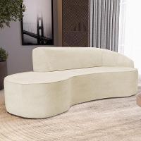 Sofá 3 Lugares Curvo Sala De Estar Living Firenze Direito D02 Linho Bege 210 Cm D-463 - Lyam - 7