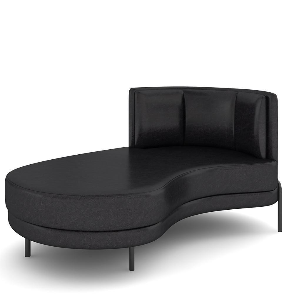 Sofá Chaise Longue Sala De Estar Living Lucca Esquerdo D02 Couríssimo Preto B-159 - Lyam Decor - 1