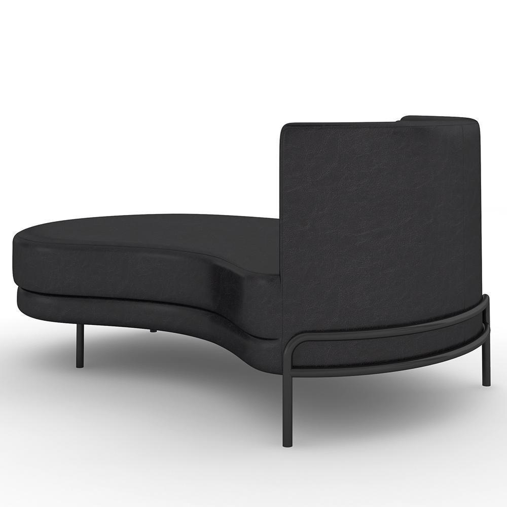 Sofá Chaise Longue Sala De Estar Living Lucca Esquerdo D02 Couríssimo Preto B-159 - Lyam Decor - 3
