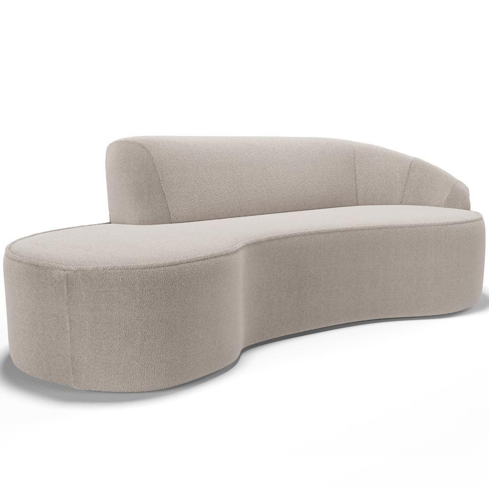 Sofá 3 Lugares Curvo Sala De Estar Living Firenze Direito D02 Bouclê Creme 180 Cm B-54 - Lyam - 1
