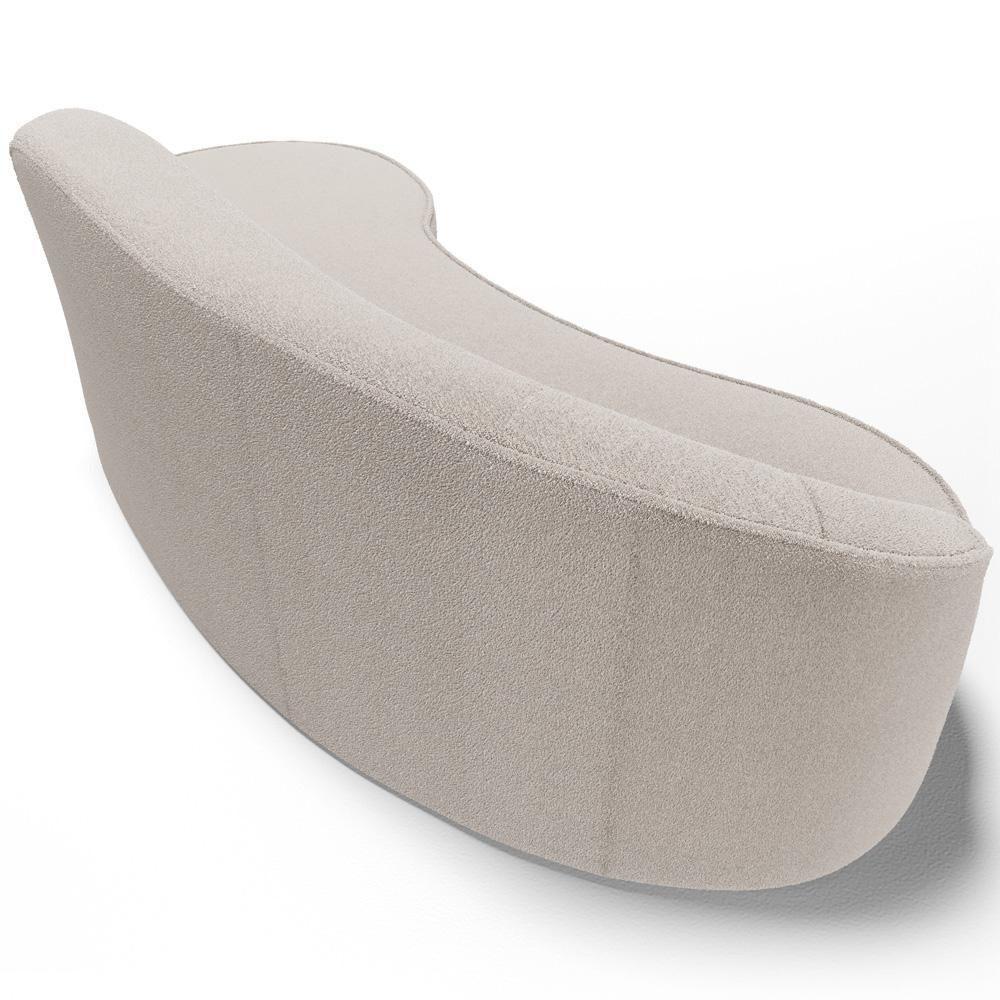 Sofá 3 Lugares Curvo Sala De Estar Living Firenze Direito D02 Bouclê Creme 180 Cm B-54 - Lyam - 2