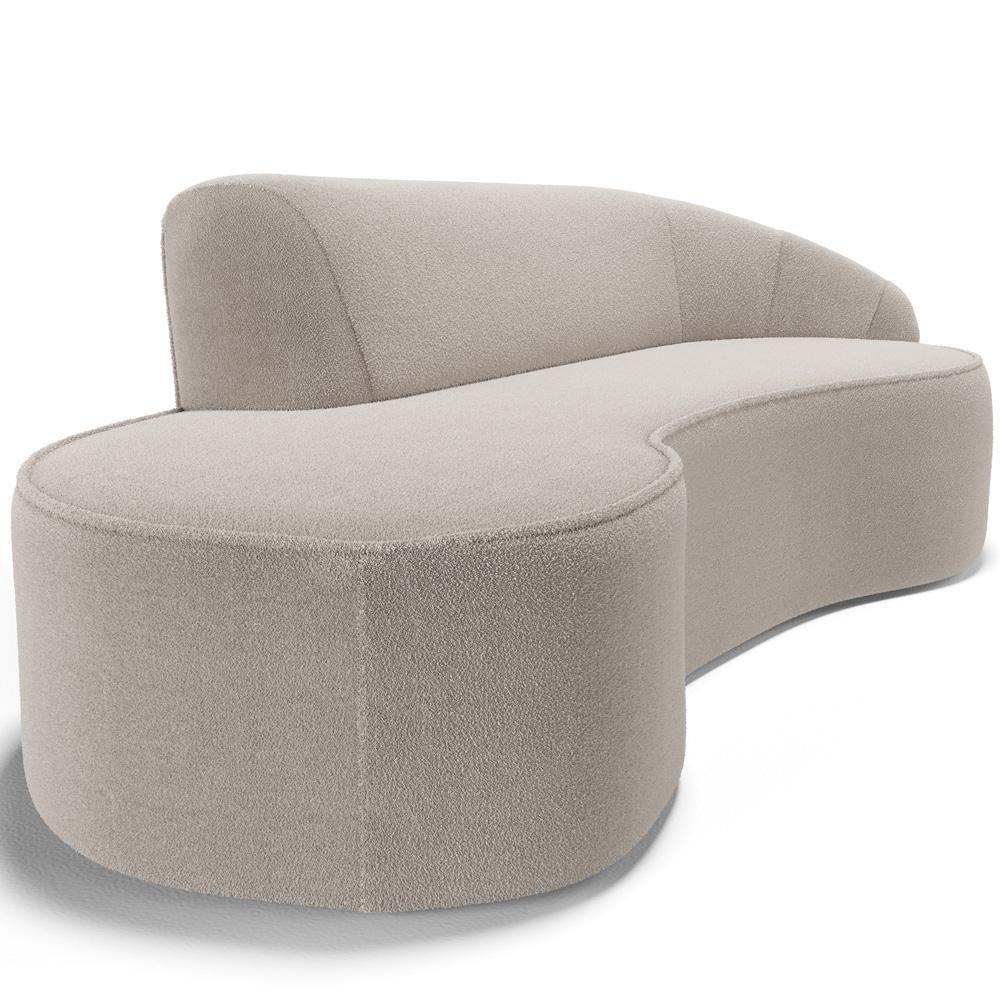 Sofá 3 Lugares Curvo Sala De Estar Living Firenze Direito D02 Bouclê Creme 180 Cm B-54 - Lyam - 4