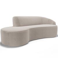 Sofá 3 Lugares Curvo Sala De Estar Living Firenze Direito D02 Bouclê Creme 180 Cm B-54 - Lyam - 1