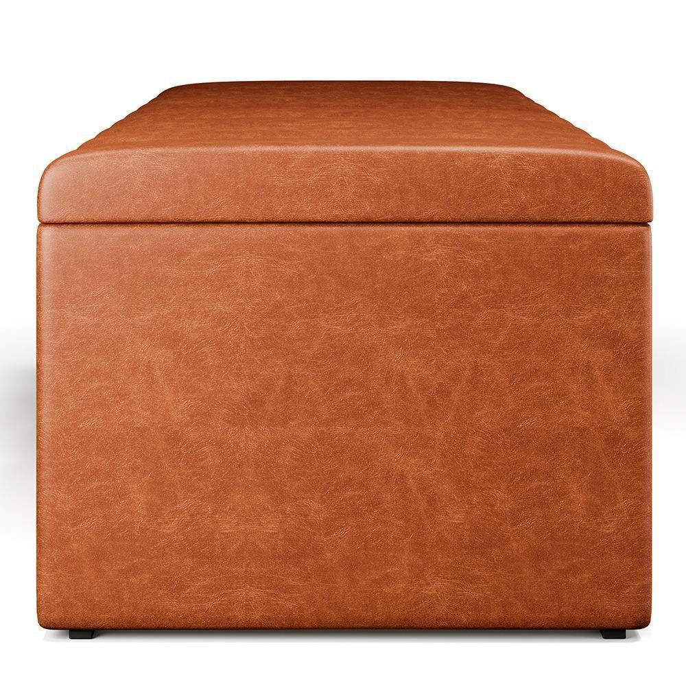 Calçadeira Recamier Baú Para Cama De Casal King Dália 195x50 Cm W01 Couríssimo Camel - Lyam - 4