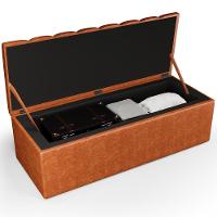 Calçadeira Recamier Baú Para Cama De Casal King Dália 195x50 Cm W01 Couríssimo Camel - Lyam - 2