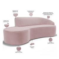 Sofá 3 Lugares Curvo Sala De Estar Living Firenze Direito D02 Veludo Rosê 180 Cm C-305 - Lyam - 6