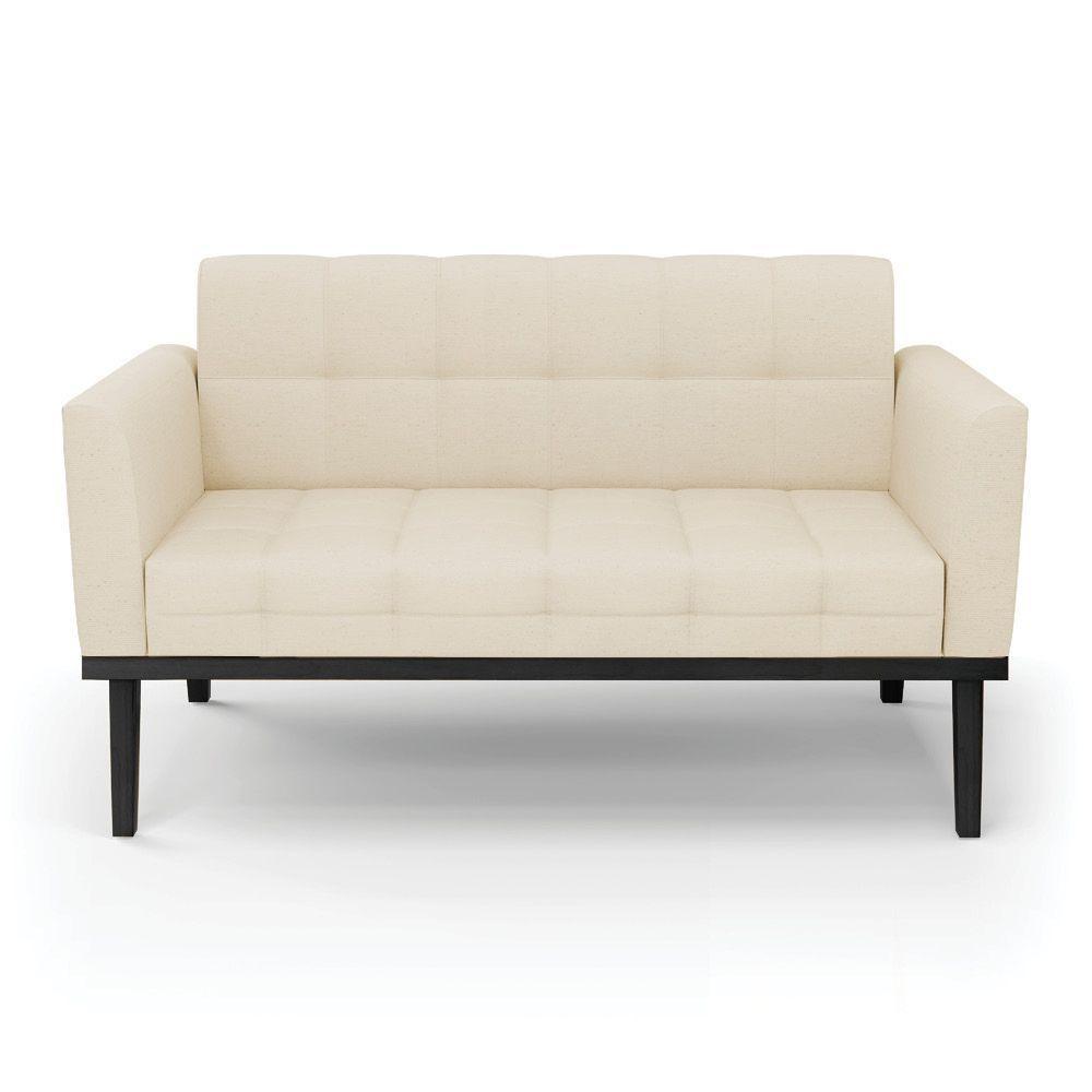 Sofá Namoradeira 2 Lugares Base De Madeira Preto Elisa Linho D03 - D'rossi Cor A19 Bege - 5