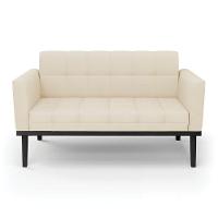 Sofá Namoradeira 2 Lugares Base De Madeira Preto Elisa Linho D03 - D'rossi Cor A19 Bege - 5