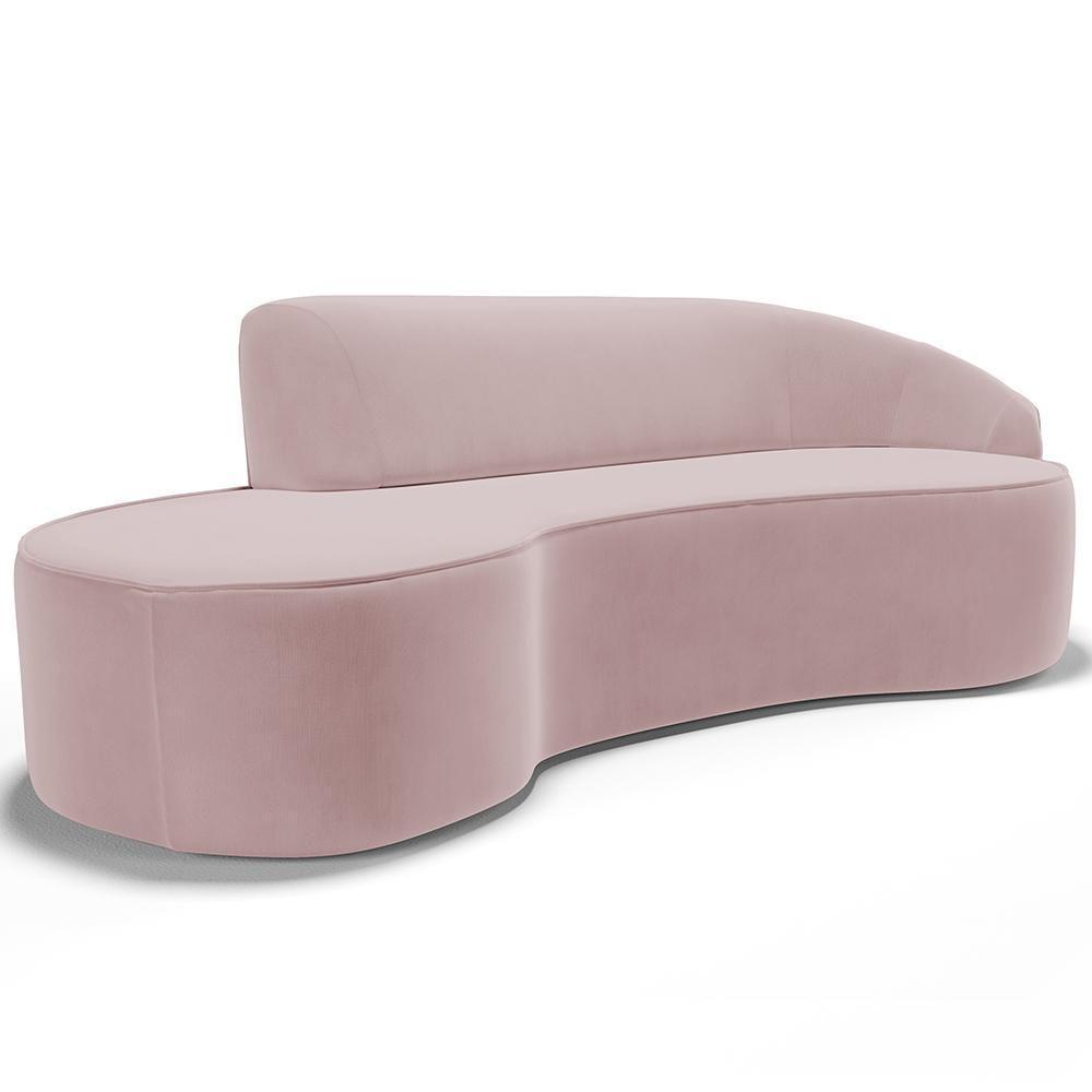Sofá 3 Lugares Curvo Sala De Estar Living Firenze Direito D02 Veludo Rosê 230 Cm C-305 - Lyam - 1