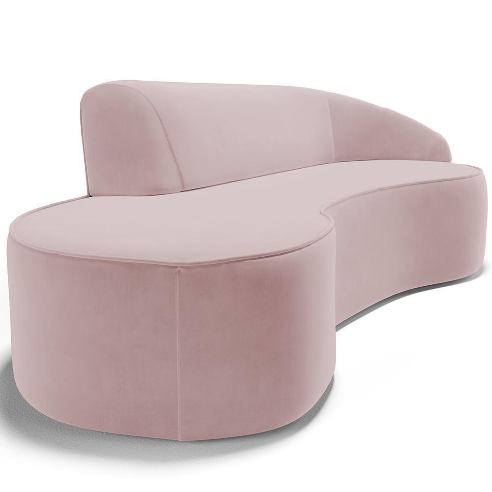 Sofá 3 Lugares Curvo Sala De Estar Living Firenze Direito D02 Veludo Rosê 230 Cm C-305 - Lyam - 2